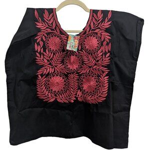 Pink Embroidered Huipil Blouse, L-XL
